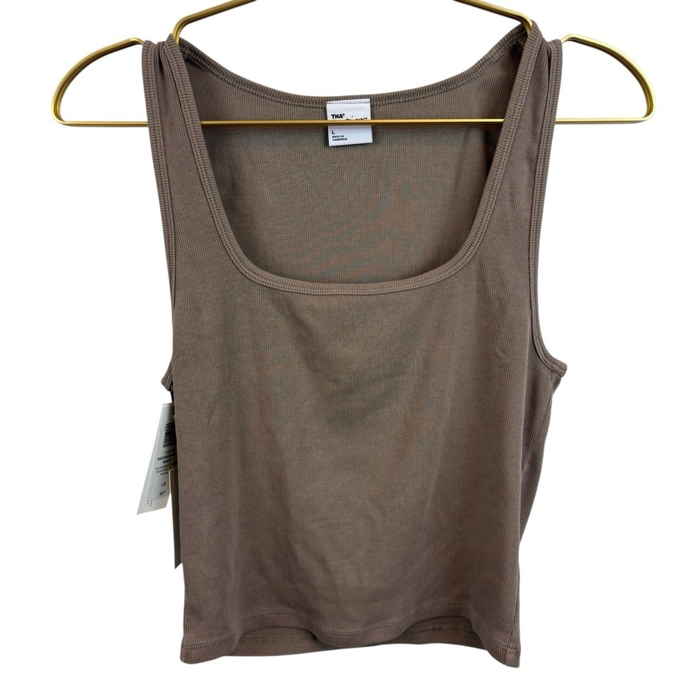 Set of Two Aritzia TNA Home Stretch Square Neck Tank Tops  NWT Size Large $50 - Picture 4 of 13